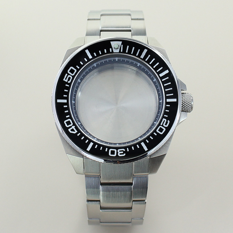 43.8mm Stainless Steel Case Bracelet Sapphire Glass For Seiko NH35 NH36 NH34/38 Modified Samurai Div