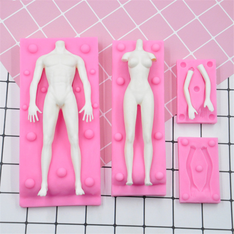 

3D Human Man Women Body Silicone Mold DIY Handmade Making Soft Pottery Clays Plaster Resin Art mold Fondant CakeDecorating Tool
