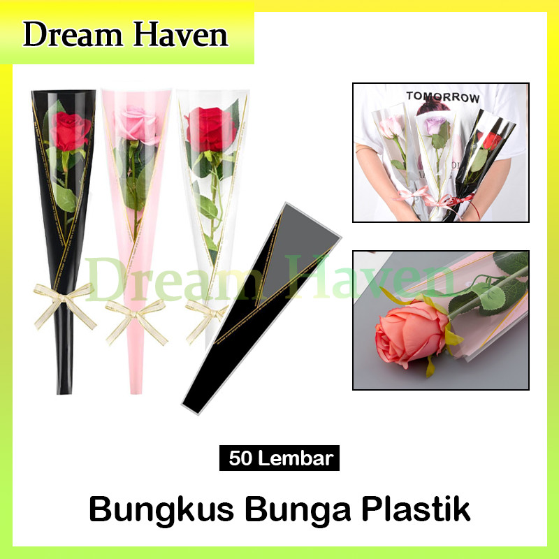 

Bungkus Bunga Plastik/Single Flower Packing 50 Lembar/Buket Plastik Bungkus/Cellophane