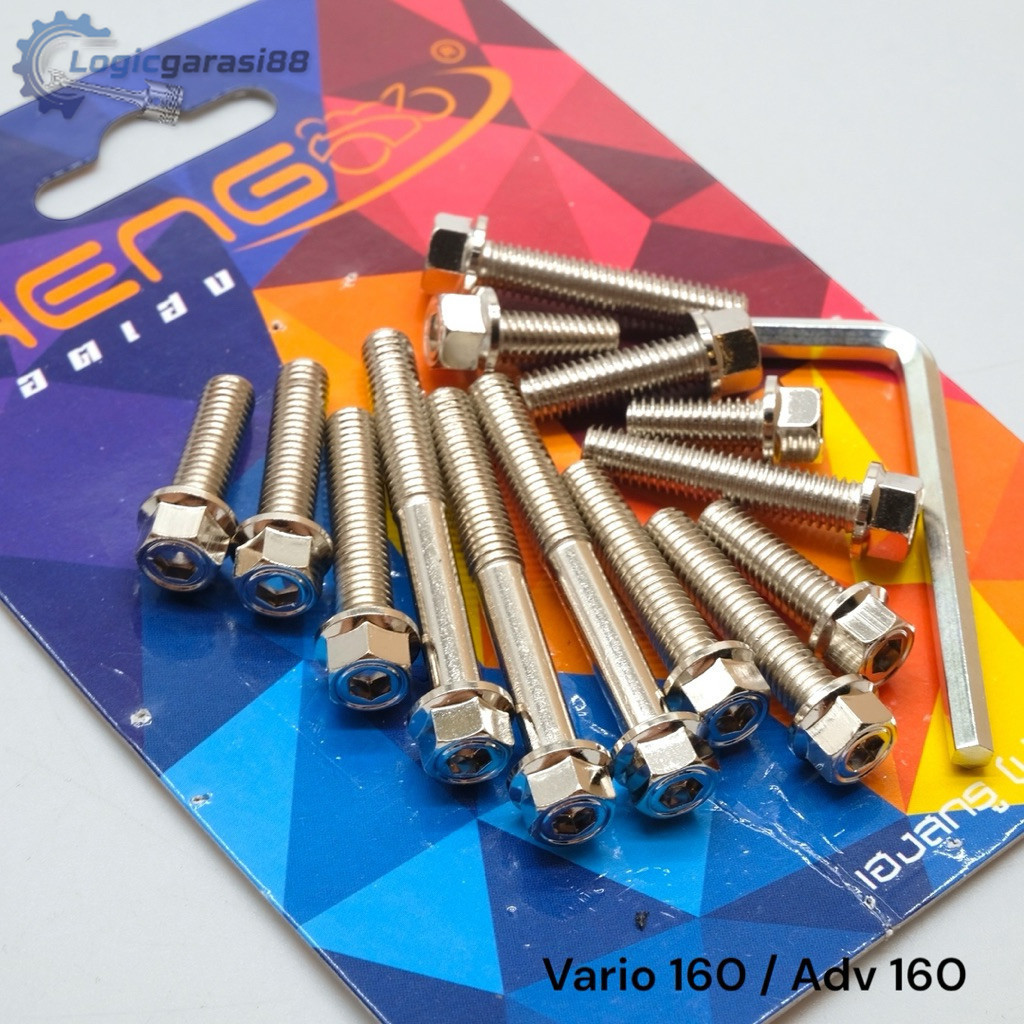 LOGICGARASI88 Baut CVT 2 KUNCI HEXAGON  Kiri Kanan ADV 160 PCX 160 Chrome Thailand Full Set Lengkap 