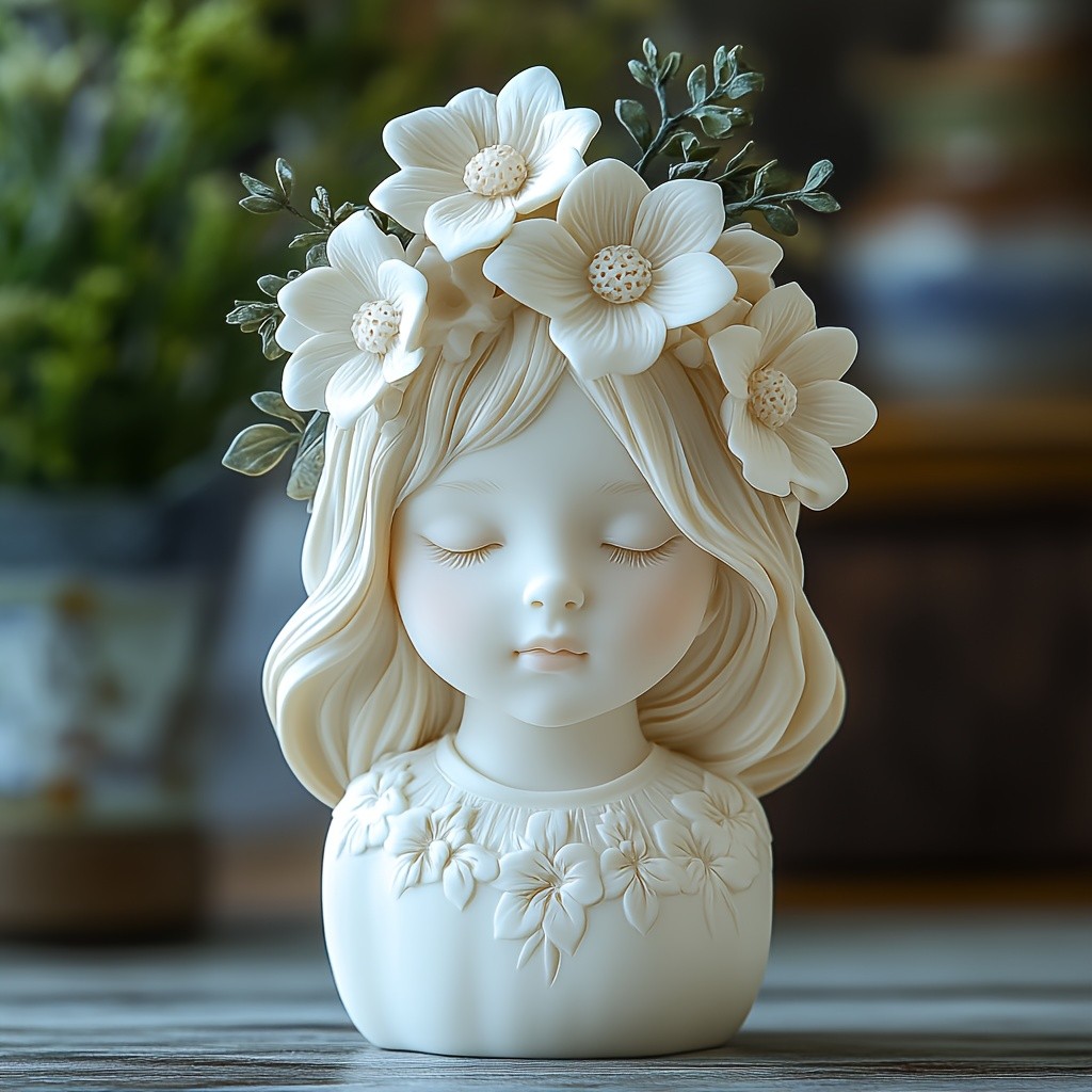 

Cute girl succulent plant flowerpot resin silicone mold goddess woman storage box cement mould cute girl candle cup gypsum molds