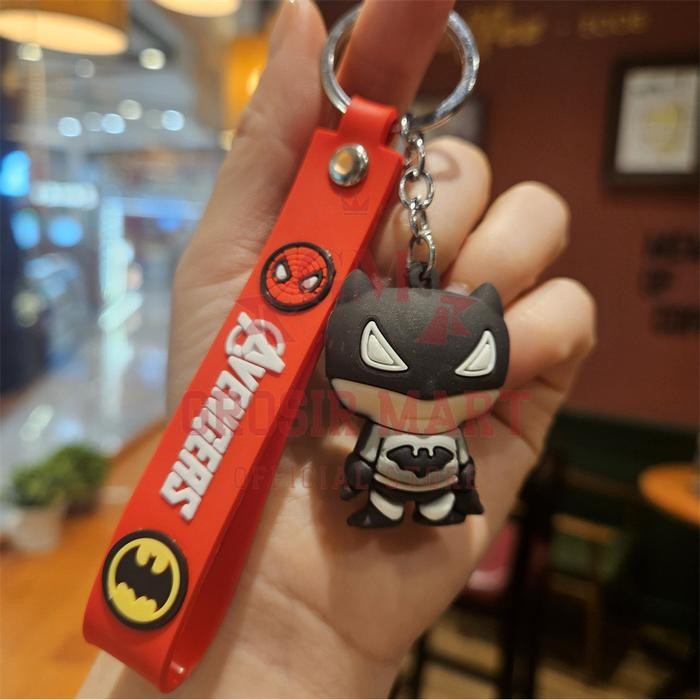 [STOK TERBARU] Berkualitas Gantungan Kunci Avengers Batman Iron man Spiderman Silikon Tebal / Ganci 