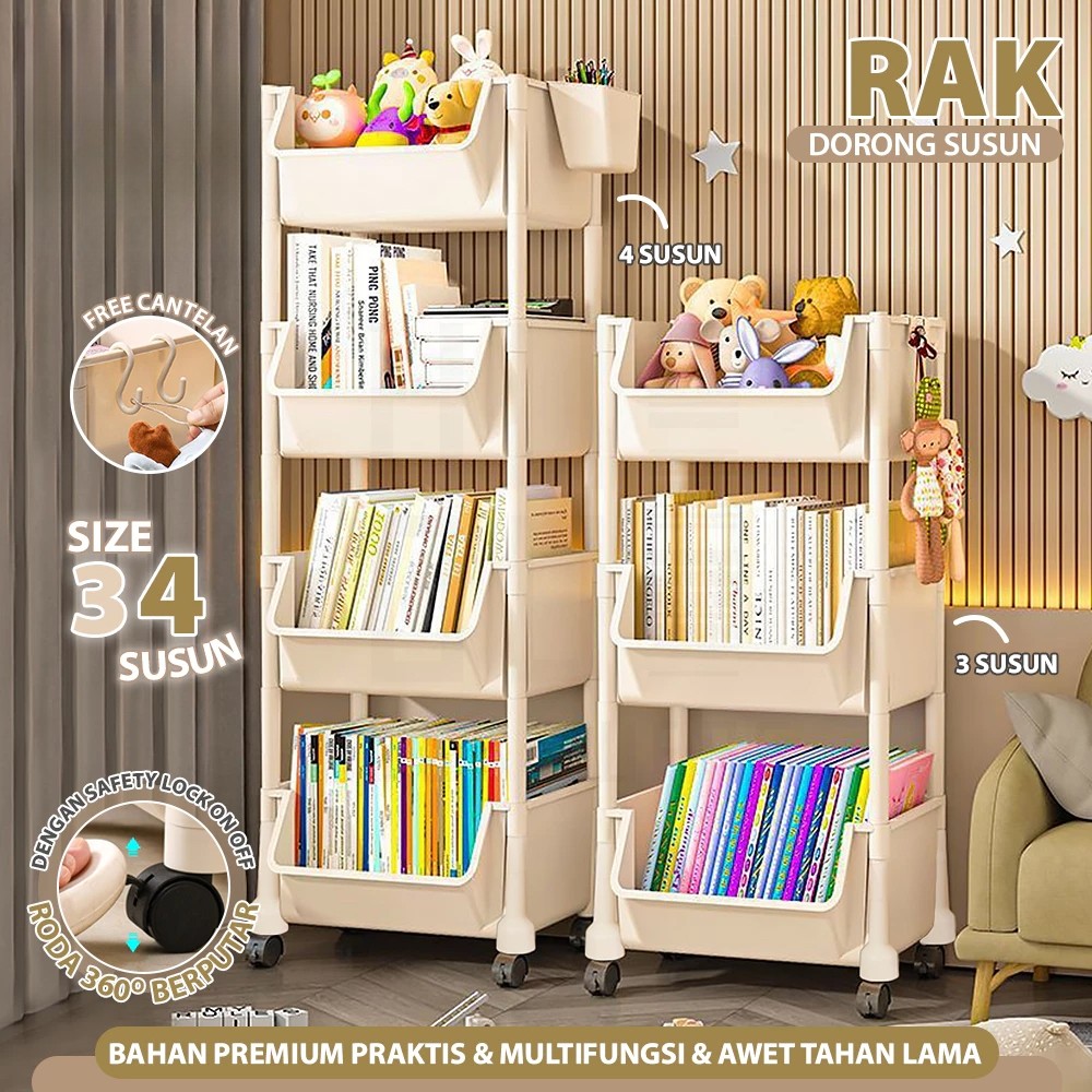 

【Harga Obral Murah】Configear Rak Dapur Dorong Rak Buku Plastik Serbaguna Rak Troli Toilet Kamar Mandi Susun Dengan Roda