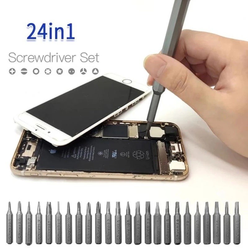 Set Obeng 24 in 1 Magnetic Baut Kecil Multifungsi Elektronik Jam HP