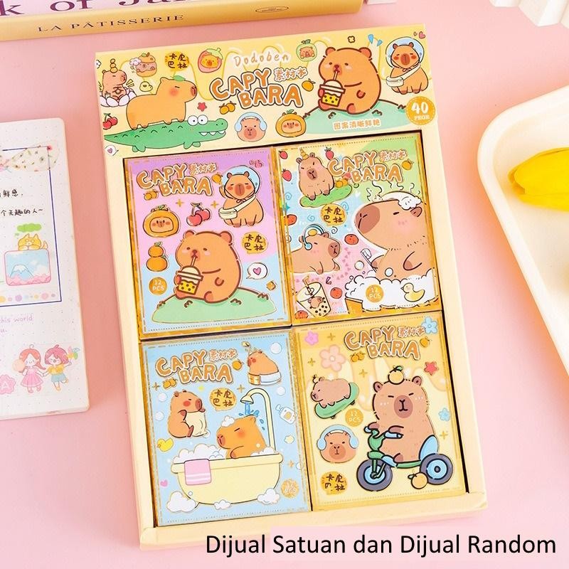 

[LOGU] Buku Stiker Capybara, Creative cartoon bean book Capibara material sticker book