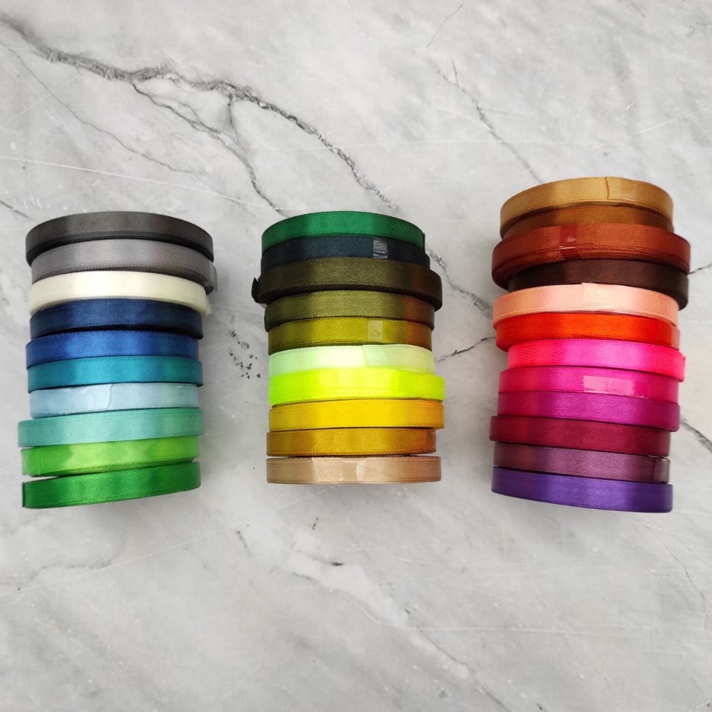 

Pita Satin 10mm / Pita Satin 3/8 inch Per Roll / Pita Satin untuk Buket Dekorasi Hiasan