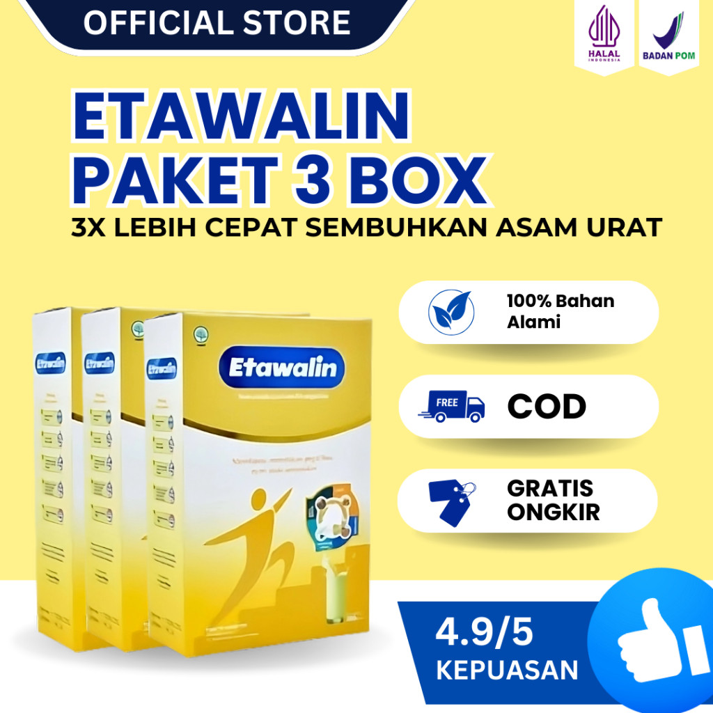 

ETAWALIN Original Paket 3 Box Lebih Hemat 3X Lebih Cepat Sembuhkan Asam Urat Tanpa Efek Samping