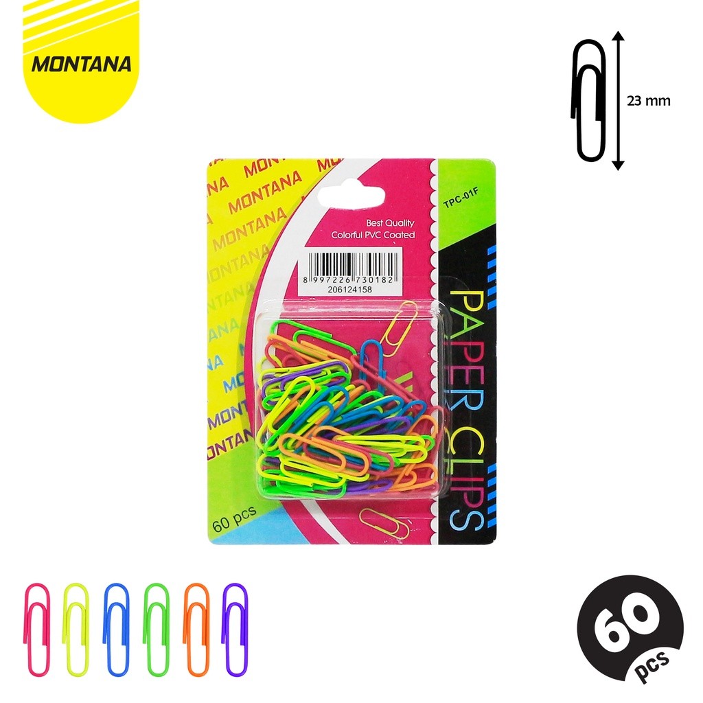 

Paper Clip Penjepit Klip Kertas 6 Warna MONTANA TPC-01F (1 SHET)