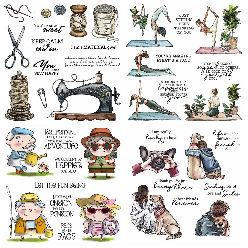 

Sewing Machine And Accessories Metal Cutting Dies And Clear Stamp Yoga Fitness Sentiments Silicone Stamps for Card Making Decor