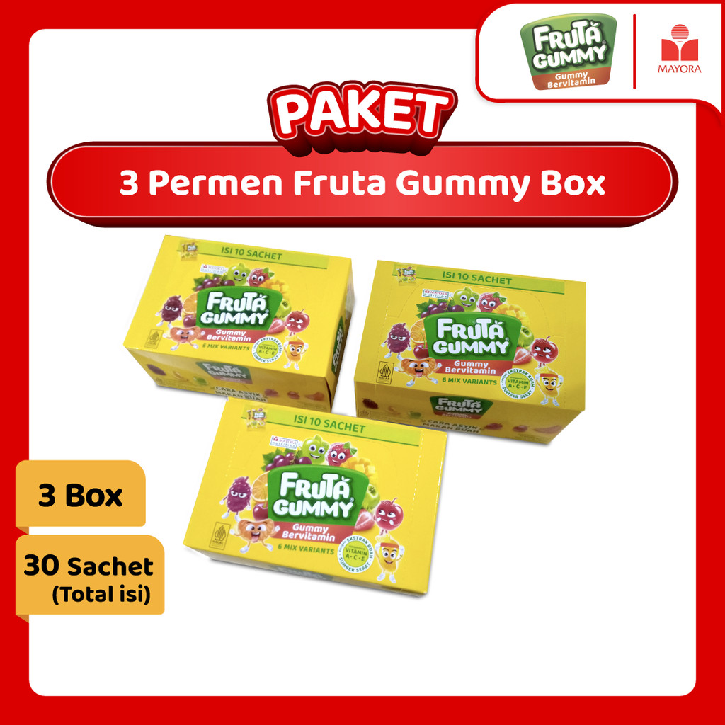 

Paket 3 Box Permen Fruta Gummy 250 Gram