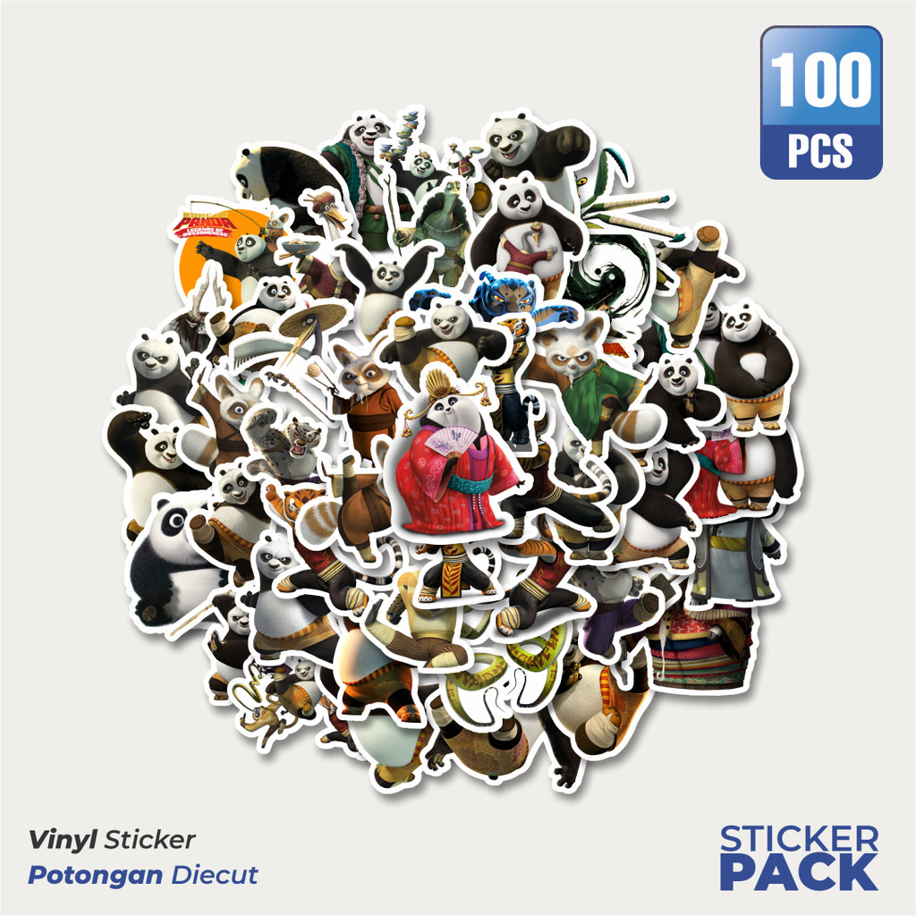 

100 PCS STIKER Stiker Dreamworks Series Kungfu Panda Character Mix Waterproof Aesthetic- Untuk Laptop, Motor, dan Helm - Paper Stationery Pack