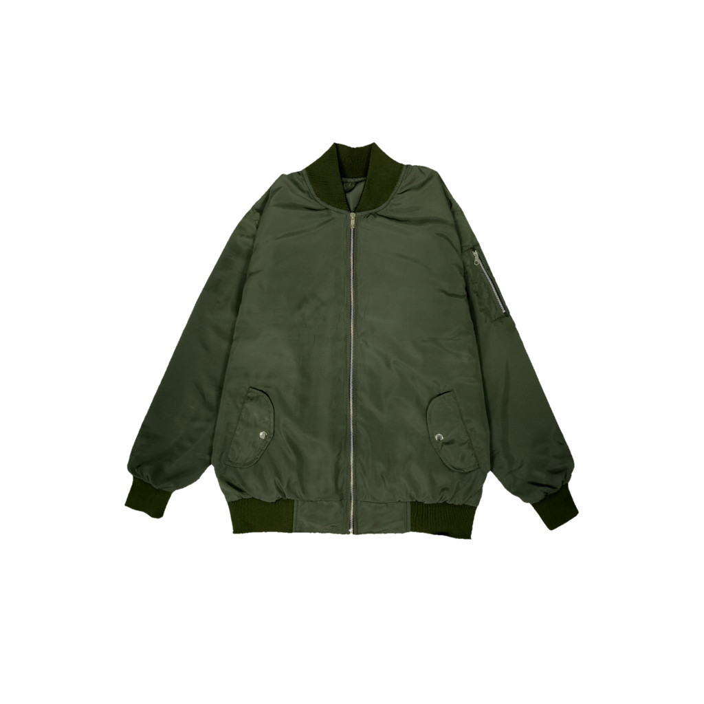 Jaket Bomber Polos Casual Bomber Waterproof  Keren Distro Warna Army TNI Pria Wanita Terbaru 2024