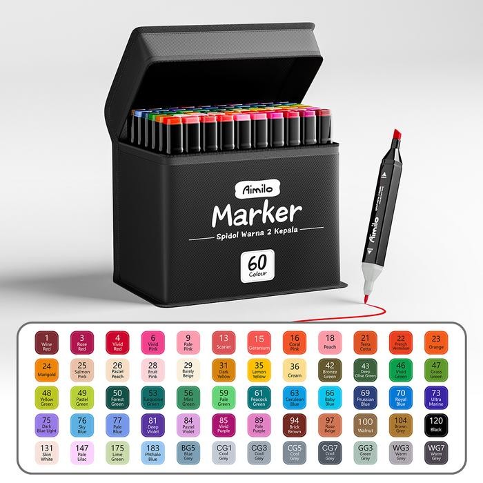 

Sale [READY] Aimilo Spidol Warna Warni 1 Set Sketch Marker 2 Tip Touch Marker 48/60/80 Warna Stationery Blue Plastik Foto Karton - Isi 60 Tbk