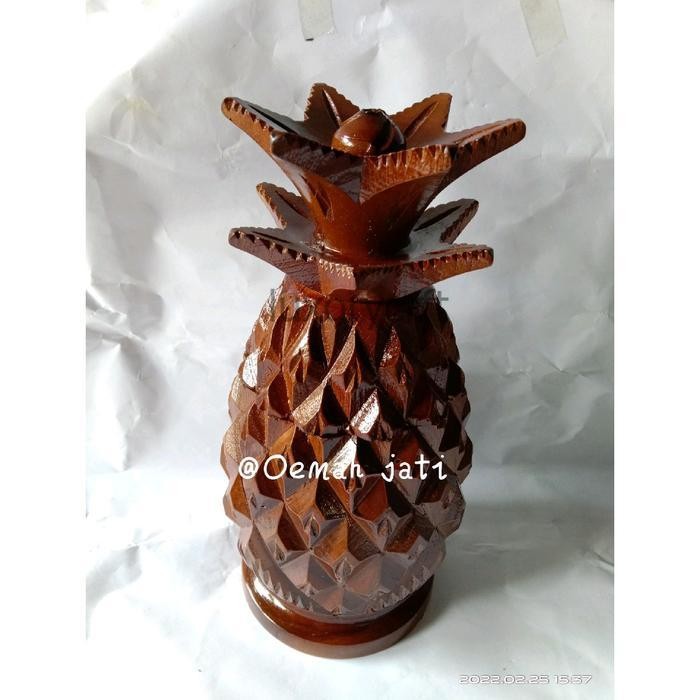 TOPLES TEMPAT PERMEN MOTIF NANAS  Kayu Jati/toples kayu jati - TOPLES, KAYU JATI LC4354