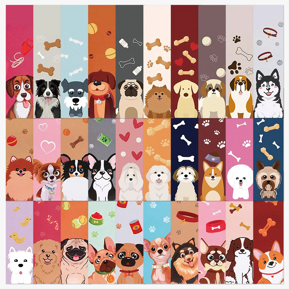 

30PCS Cartoon Dog Bookmarks Decoration Reading Page Book Annotations Students Use Creative Gifts to Mark Cards