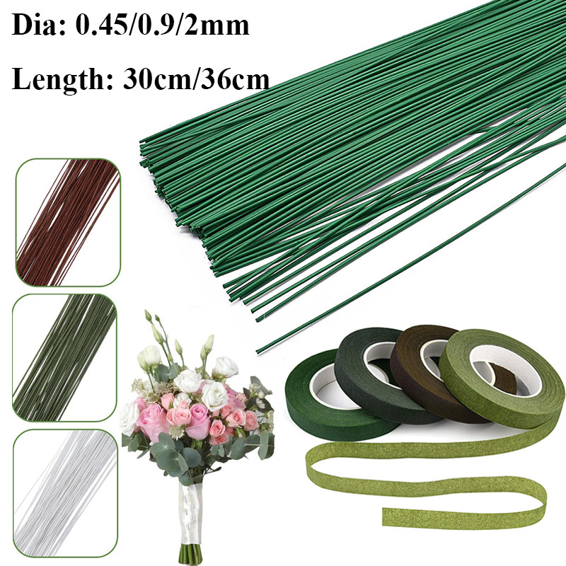 

#26 #20 Paper Floral Wire 0.45mm/0.9mm Diameter 36cm 30mm Long Iron Wire Useds For DIY Nylon Stocking Flower Branche Making