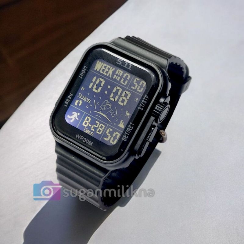 Jam Tangan 511 Skymax Digital Segi Strap Rubber Anti Air