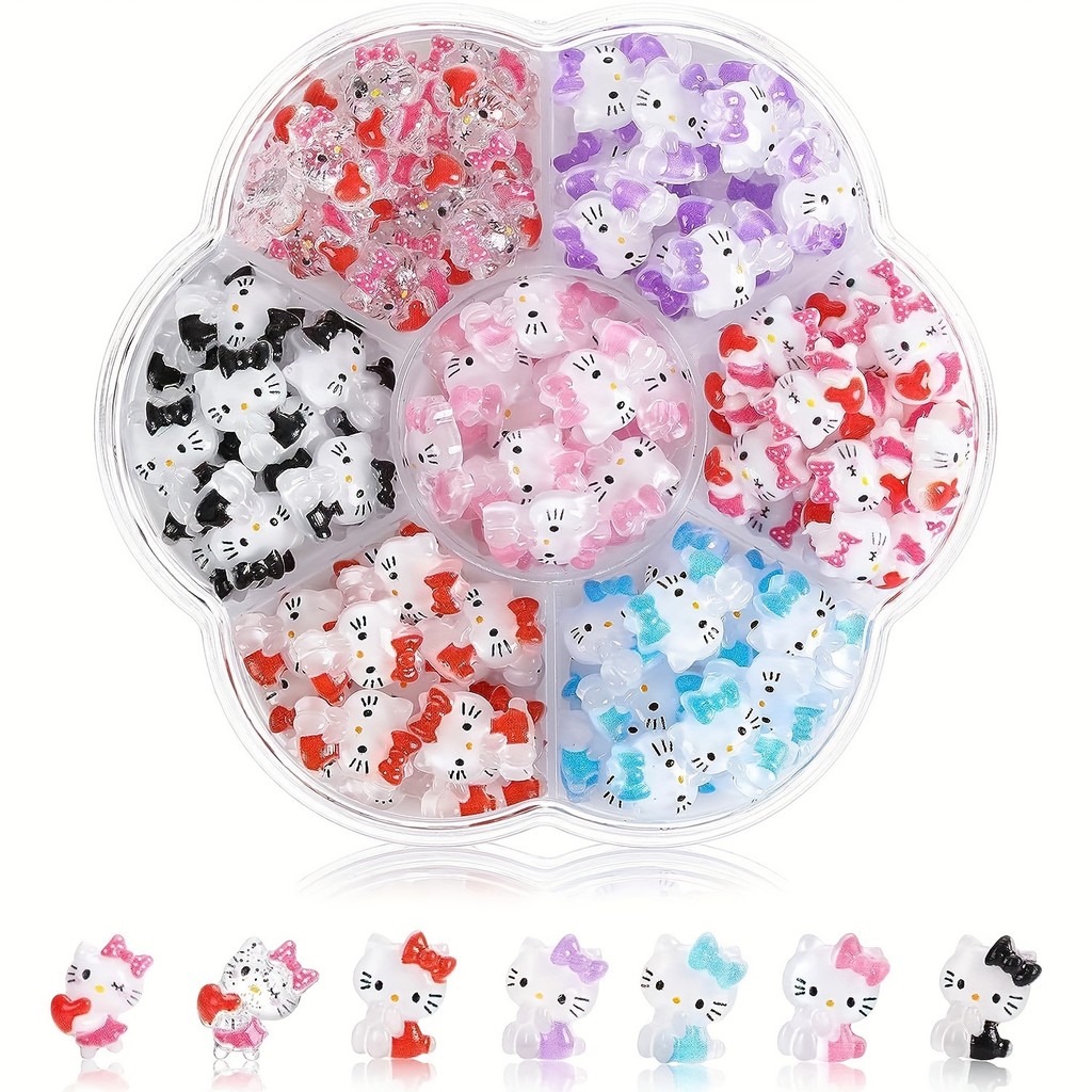 

70Pcs Kawaii Sanrio Nail Charms Kit Shimmering Rhinestone Gems Hello Kitty Kuromi Cinnamoroll Adorable Cartoon Nail Jewelry