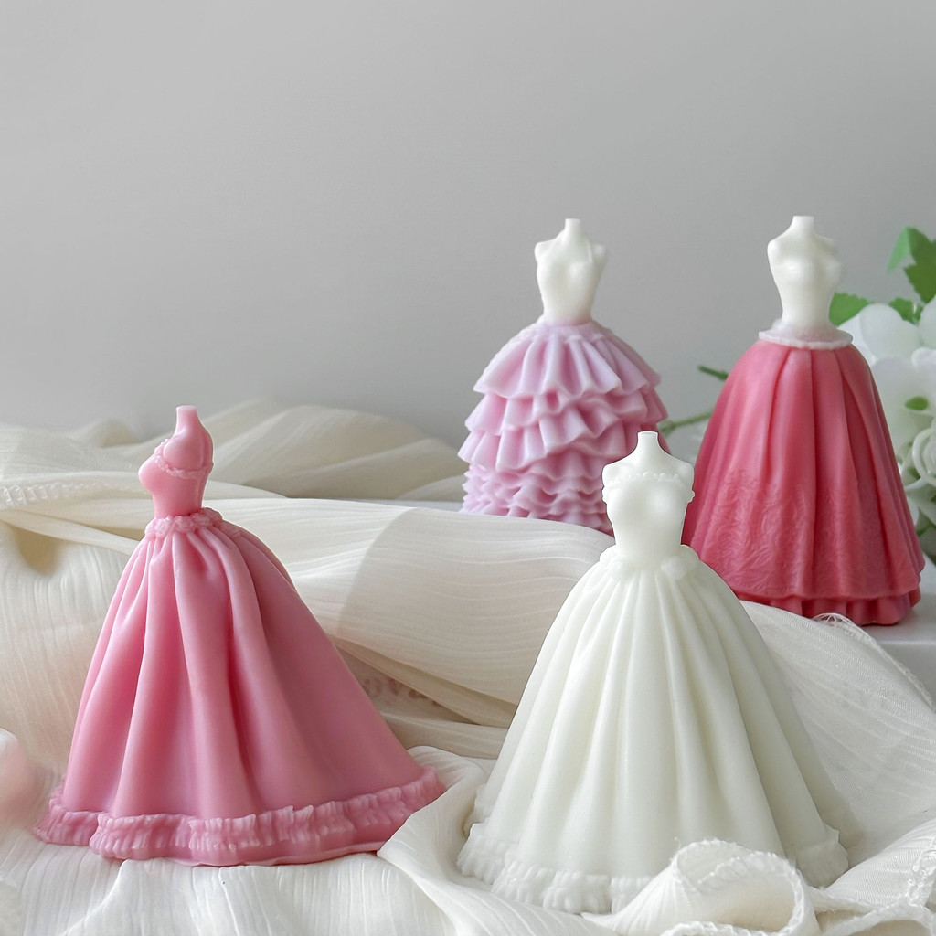 

DIY Party Princess Dress Silicone Candle Mold Handmade Aroma Candle Plaster Wedding Dress Ornaments Molds Home Decoration