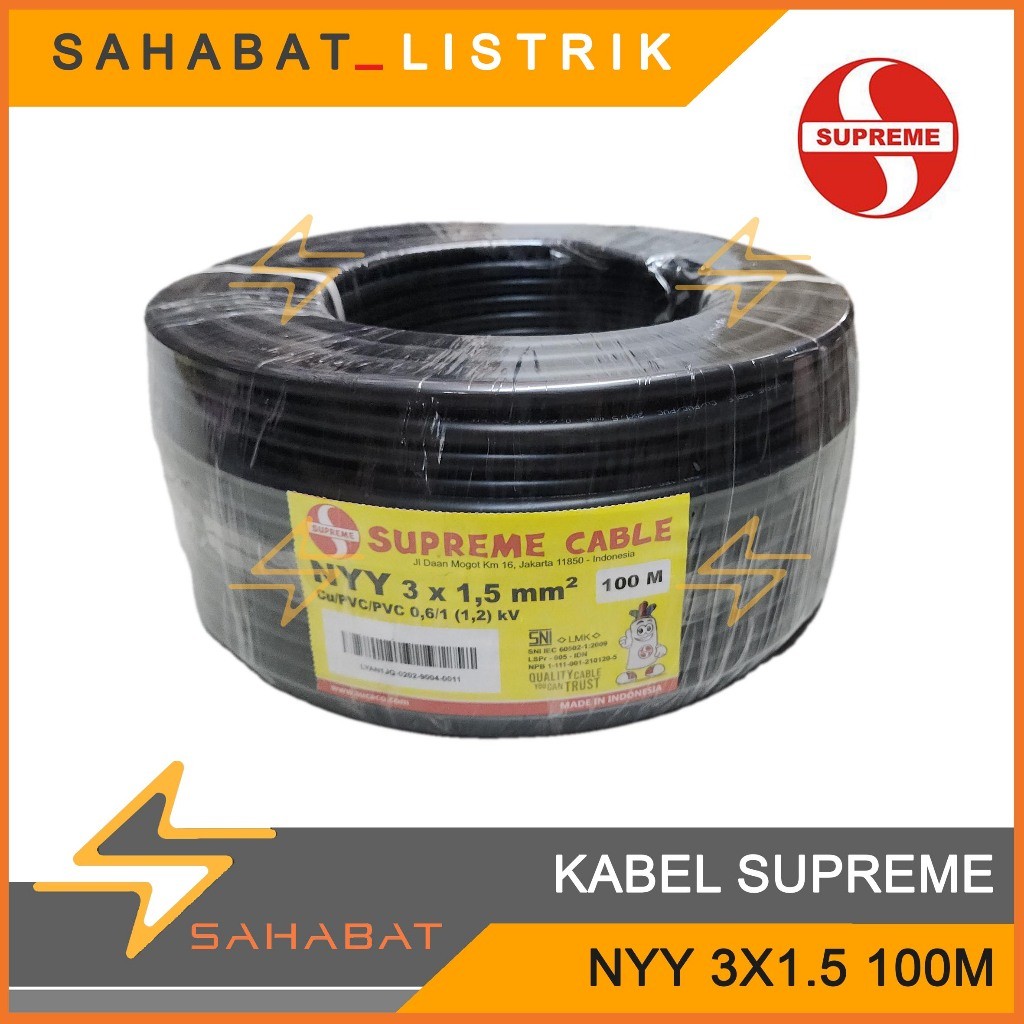 KABEL SUPREME NYY 3X1.5 3X1,5 ROL 100M HITAM