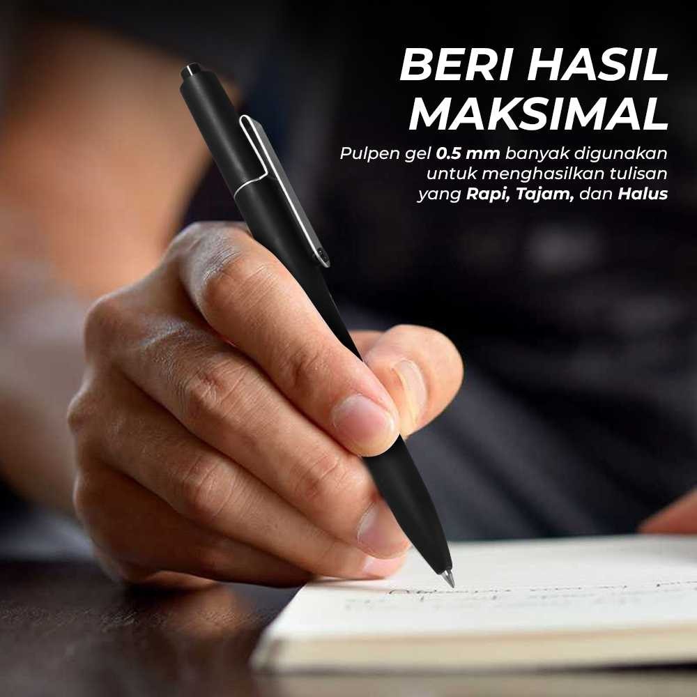 

ANDEASTR Kaco MIDOT Pena Pulpen Gel 0.5mm Soft Touch Metal Clip Tinta Hitam - KCM4