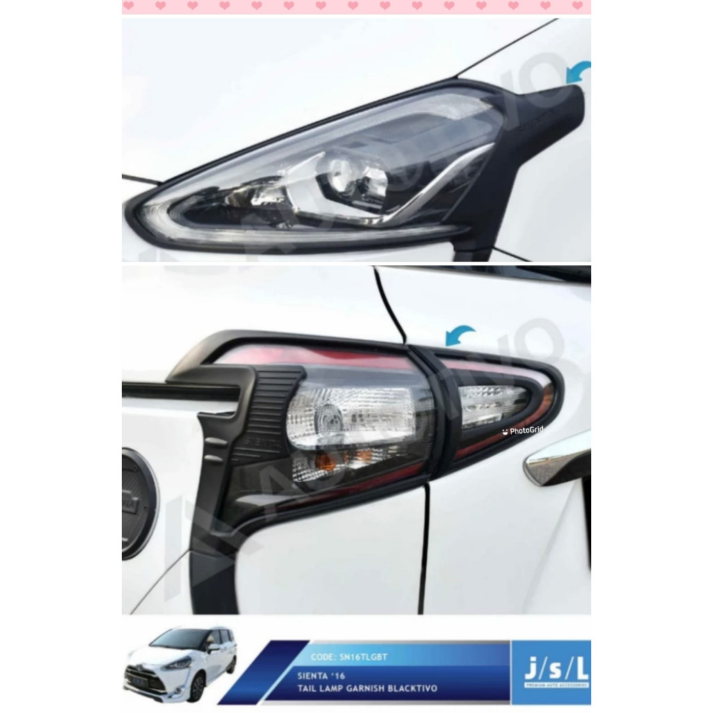 Paket garnish lampu depan/belakang mobil sienta hitam
