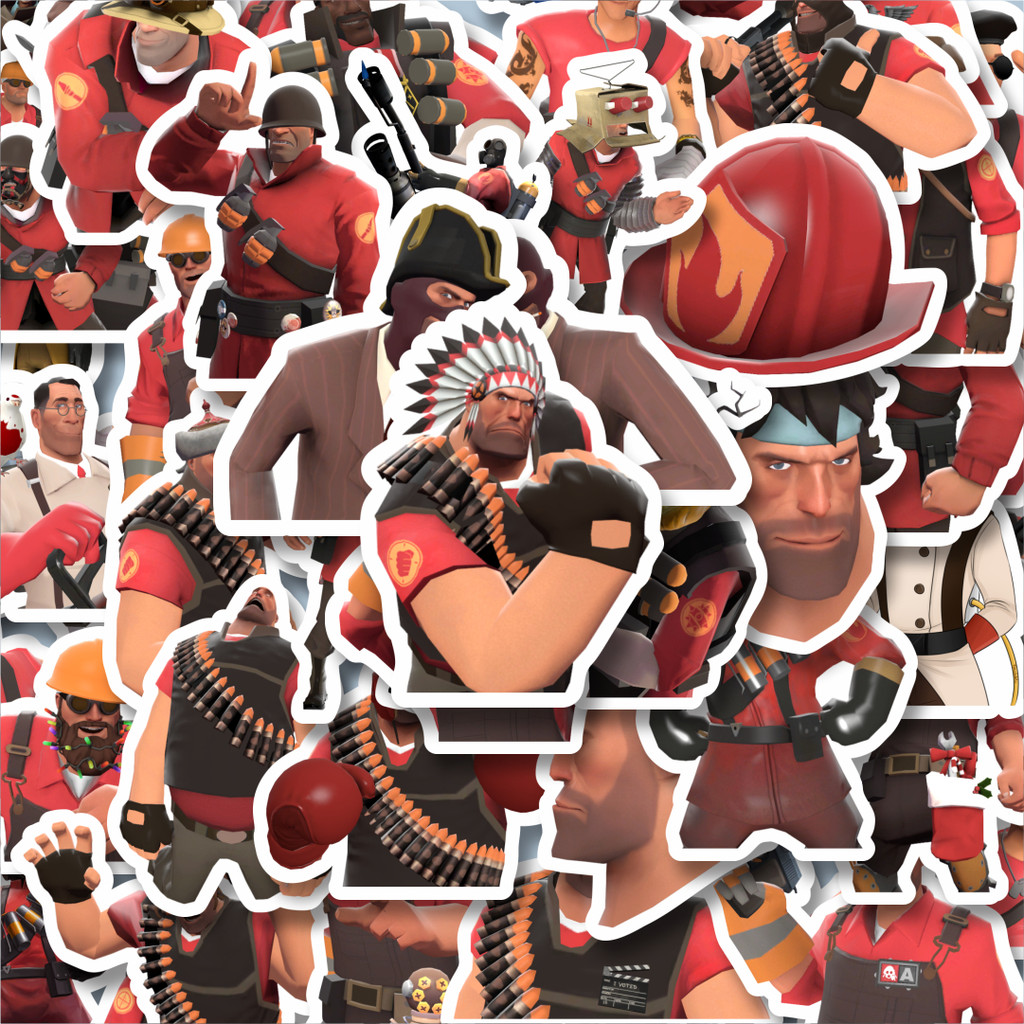 

100PCS Lucu Stiker Game Series Team Fortres Character V8 Stiker Aesthetic Stiker Anti Air Stikers Berperekat Waterproof sticker decal buat Motor Helm Buku Journal Koper Casing HP Laptop Botol Minum Hadiah anak