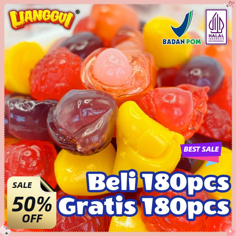 

[Paket lebih terjangkau] Lianggui HALAL permen viral‌ Lianggui - Permen kupas lunak 120pcs Cemilan Sehat 4 Rasa Viral Stroberi, Mangga, Jeruk, Leci Halal，