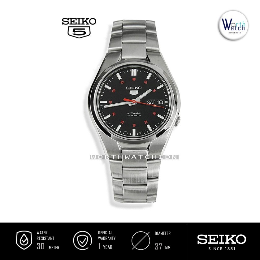 Jam Tangan Pria Otomatis Seiko 5 Automatic Men Black Dial Stainless Steel Original SNK-617-K1
