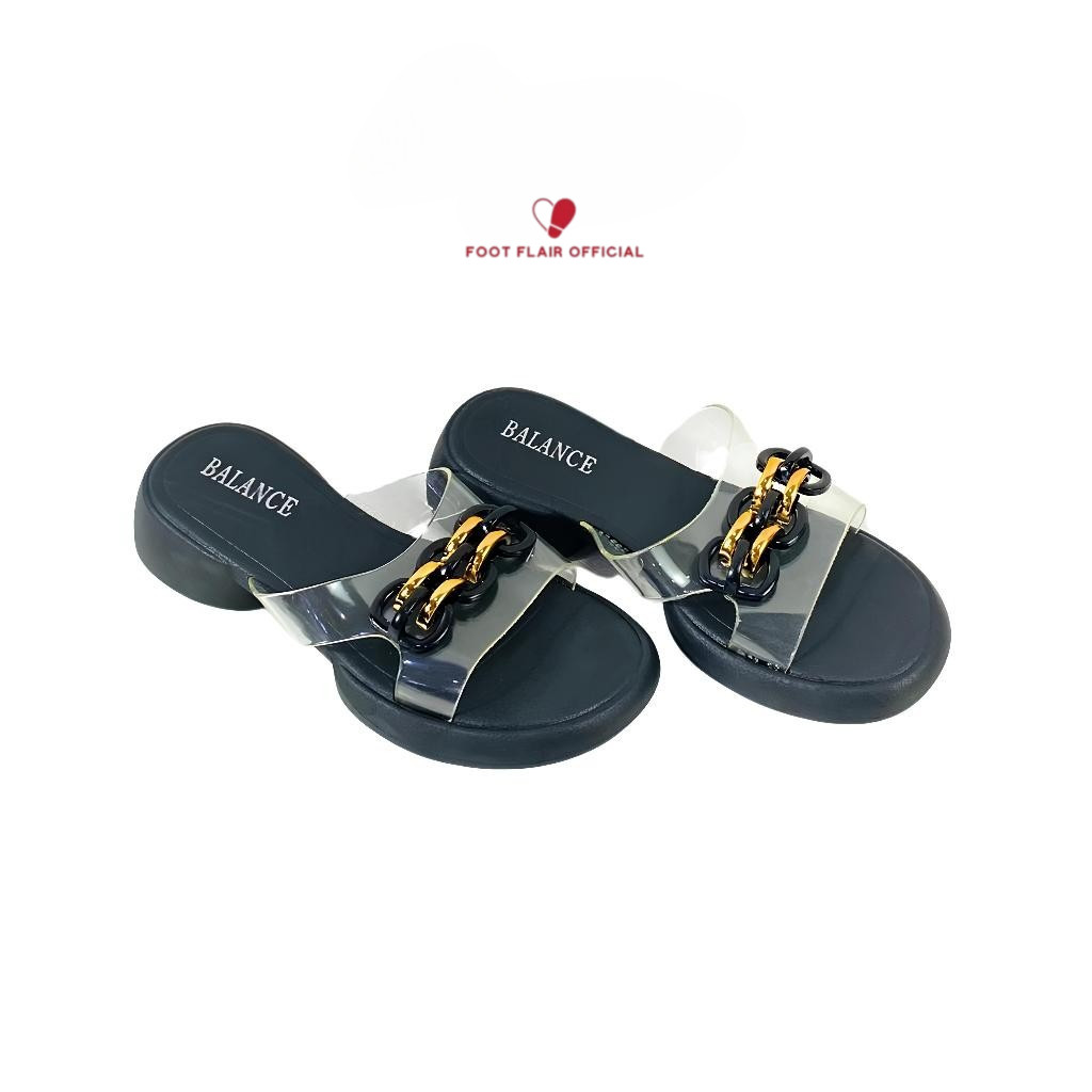 Sandal Wanita Ban Mika Rantai Gold Jelly Sendal Perempuan Wedges Murah Import Balance 1252-A2