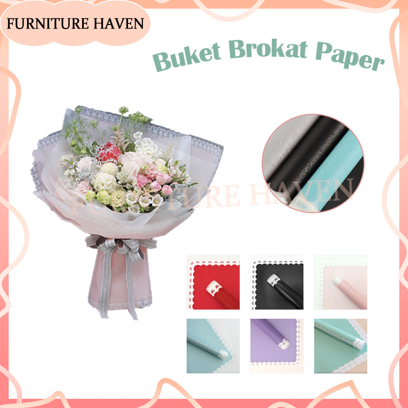 

Flower Wrapping Lace Frame/Motif Renda Lace Border Cellophane/Buket Brokat Paper