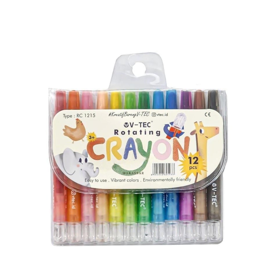 

[ATK88] Crayon Putar Twist 12 Warna V-Tec RC-1215 Pendek Rotating 12 Colour Short
