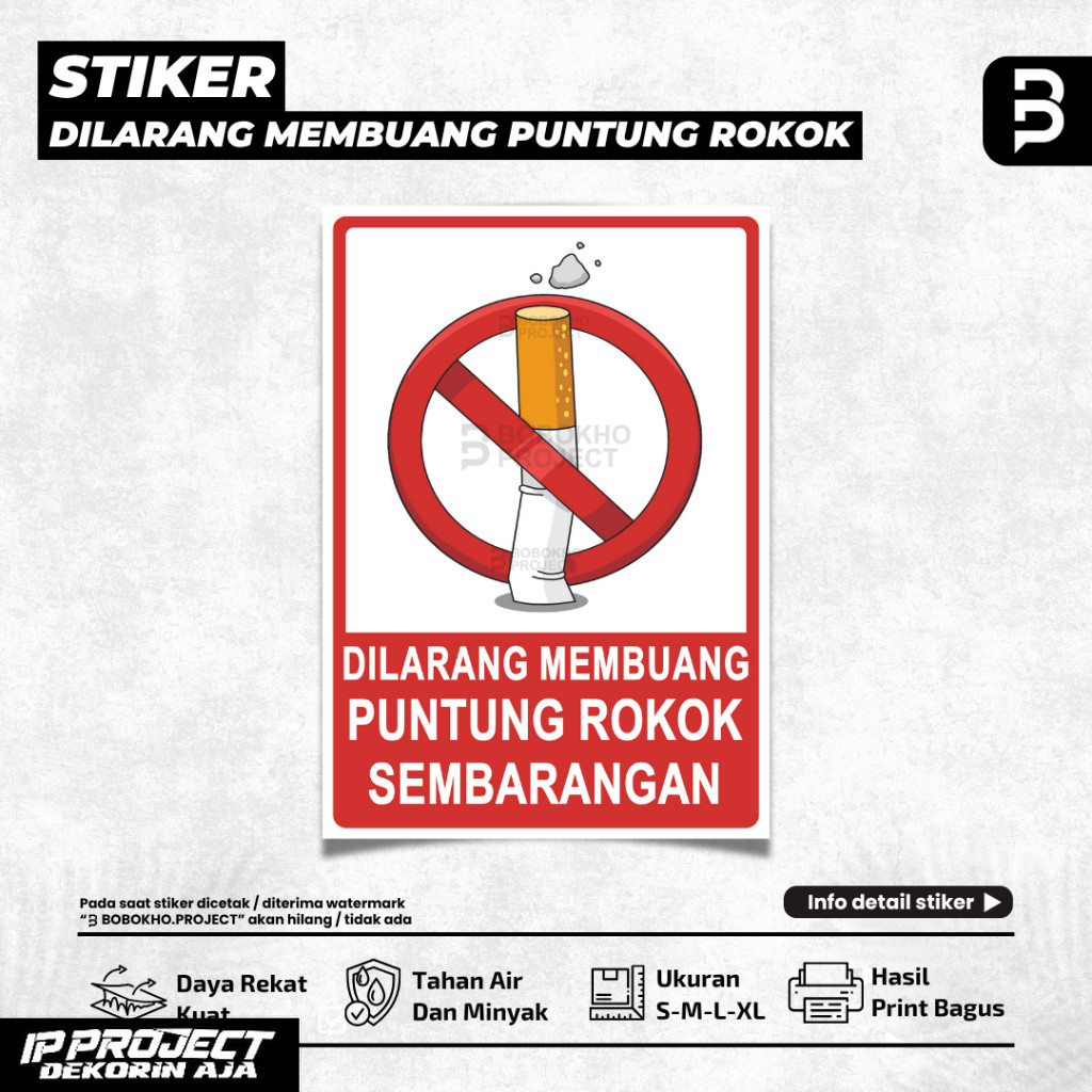 

Sticker Dilarang membuang puntung rokok sembarangan / Stiker buang puntung rokok pada tempatnya