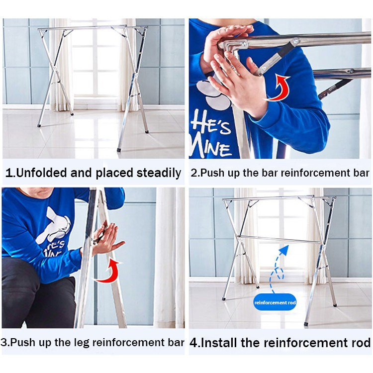 Romyon SUS-304 Jemuran Baju Lipat Stainless Steel