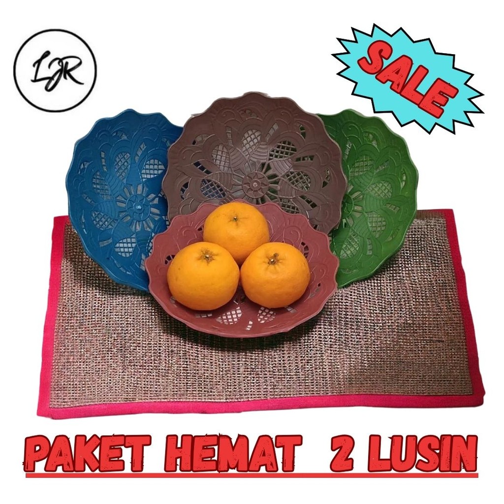 LJR Piring Rotan Plastik Bunga Matahari Random - 2 Lusin