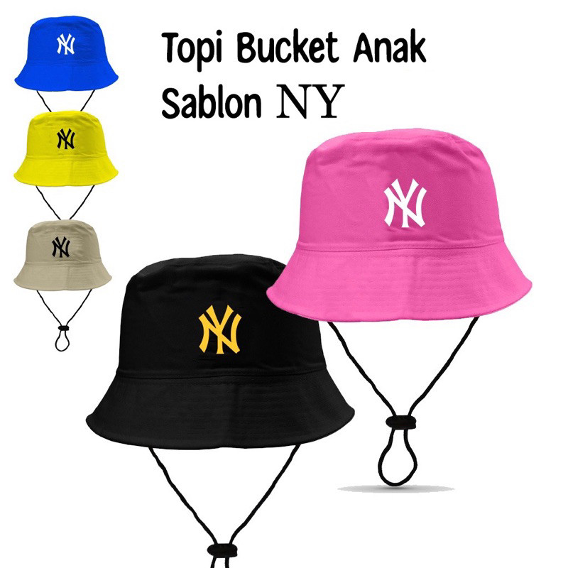 COD Topi Rimba Anak Perempuan Bucke Anak Sablon NY Topi Bucket Anak Laki Laki Sablon NY Untuk Anak U
