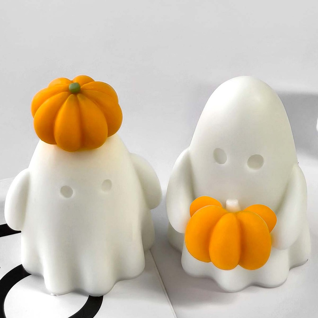 

3D Halloween Pumpkin Spooky Silicone Mold DIY Ghost Aroma Candles Resin Plaster Mould Soap Crafts Making Supplies for Party Deco