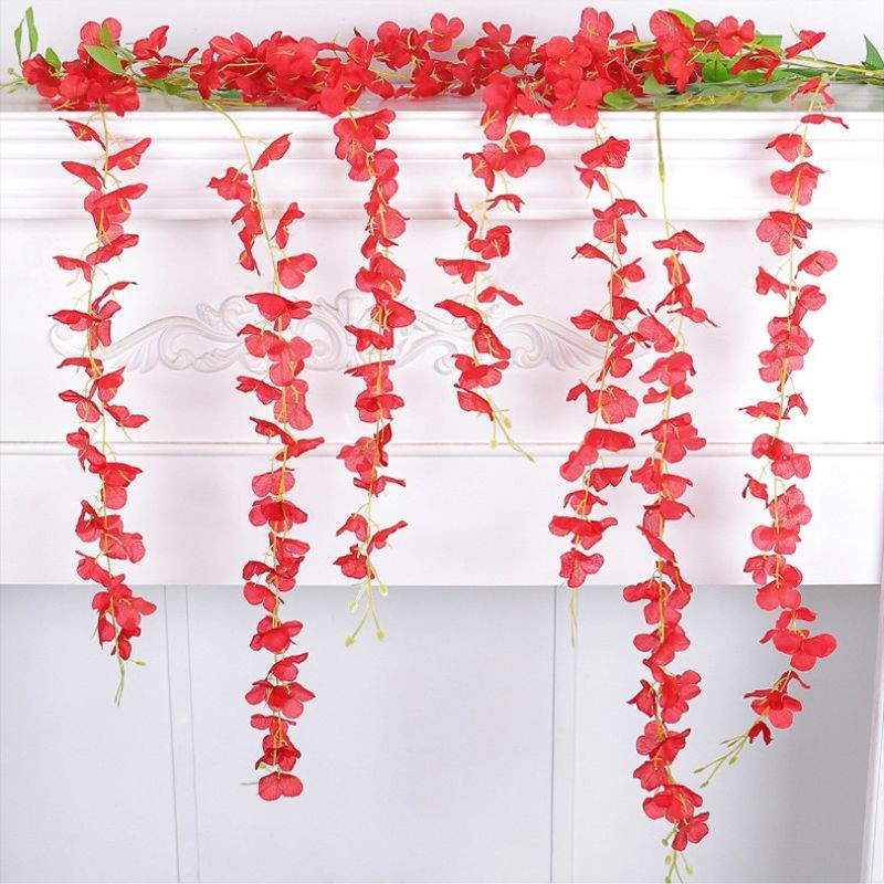 Juntai Wisteria Jumbo Gantung Daun Rambat Plastik- Bunga Lavender Artificial Wisteria Tanaman Import