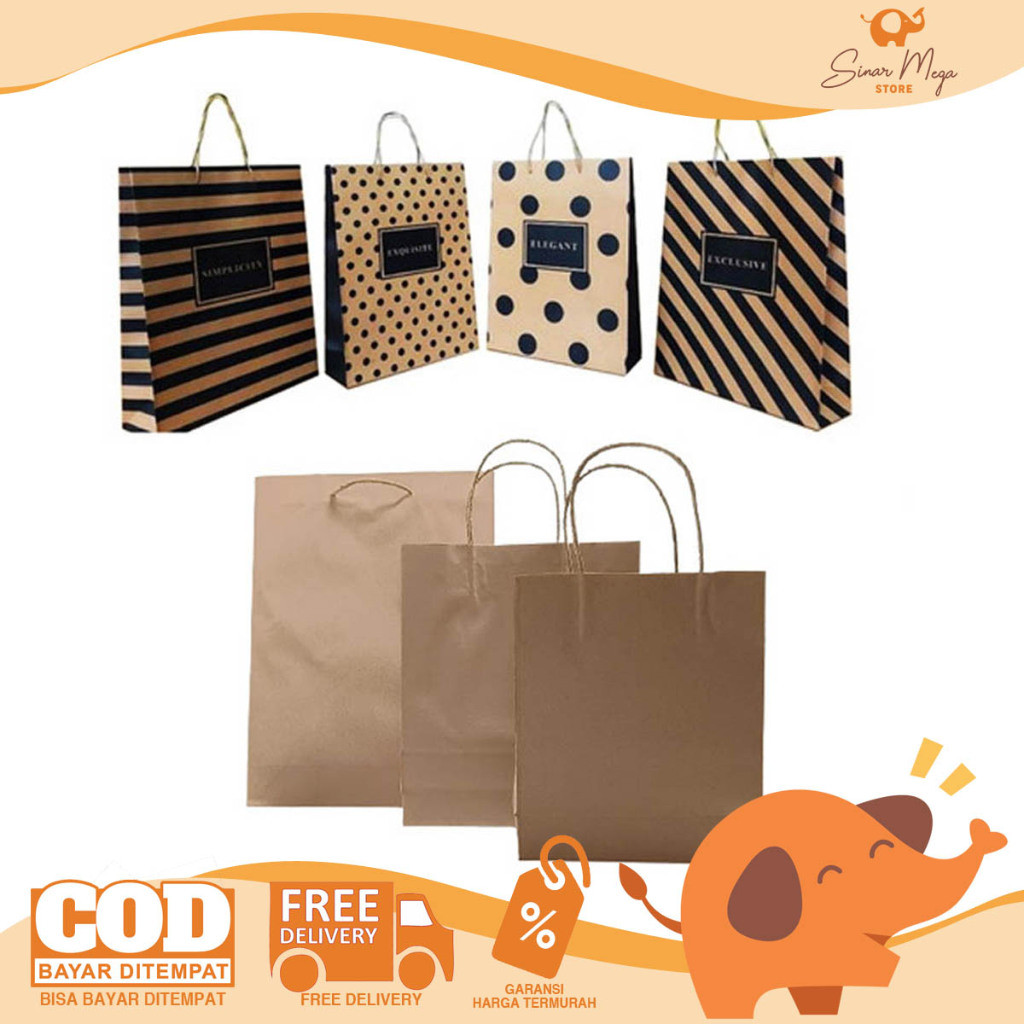 

Kiky Kraft Paper Bag Jumbo, Large & Small/ Kantung Kertas Murah