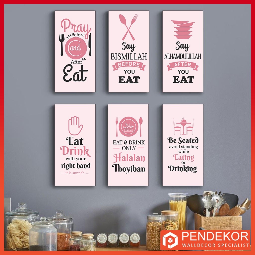 Hiasan Dinding Dapur Islami Walldecor Dekorasi Dinding Pajangan Tema Food Kitchen Cooking Pink