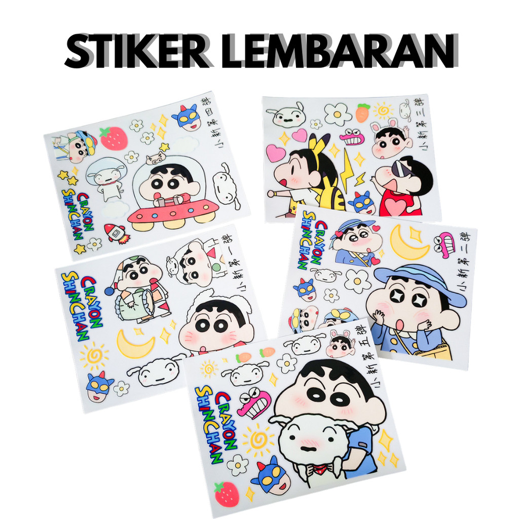 

Paket 6 Pcs Stiker Lembaran Aesthetic Sticker Karakter Shinchan Stiker DIY Waterproof Stiker Lucu