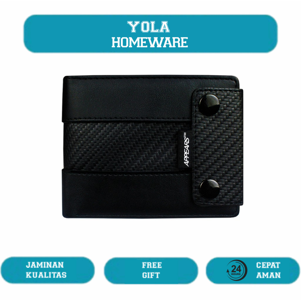 Appearstm - (Button X Carbon Black) | Wallet | Dompet | Dompet Lipat | Dompet Pria Wanita