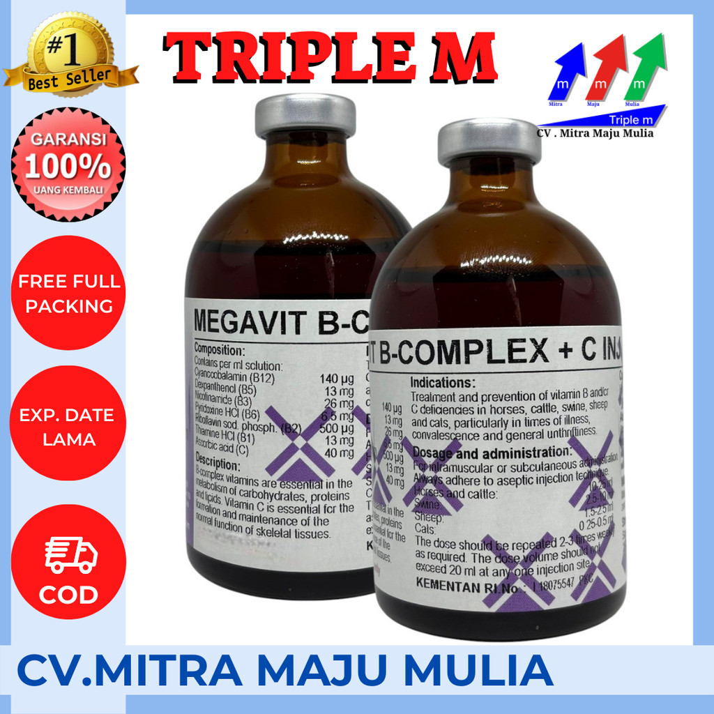 PWR FM MEGAVIT B COMPLEX 100 ML DUTCHFARM - VITAMIN B COMPLEX & VITAMIN C HEWAN SAPI KAMBING DOMBA