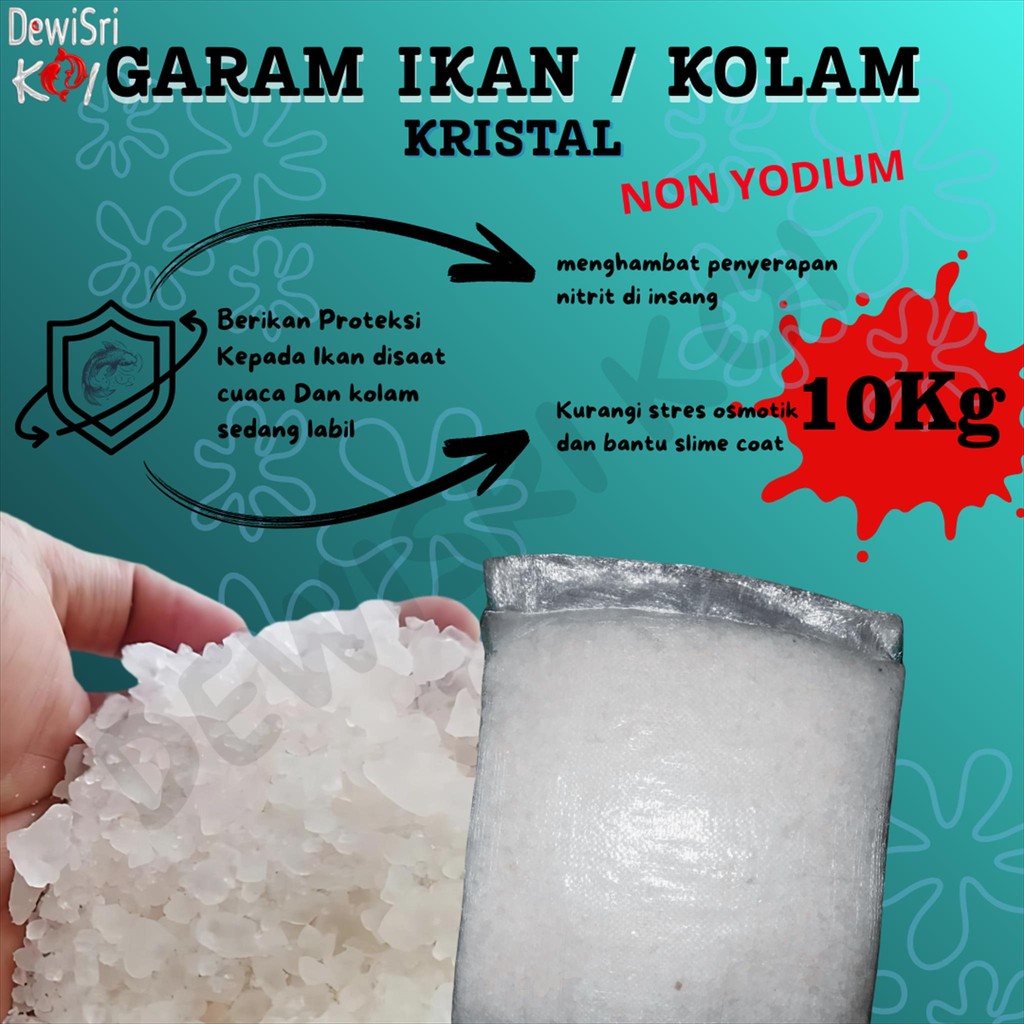Garam Ikan/Kolam Koi Kristal Non Yodium 10Kg – Import, Cepat Larut