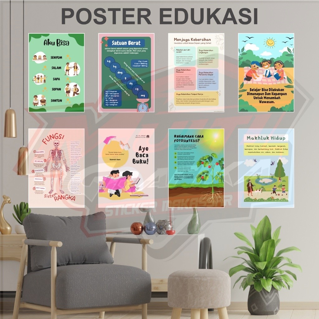 

Stiker Sticker POSTER Edukasi Anak Paud TK Sd SMP