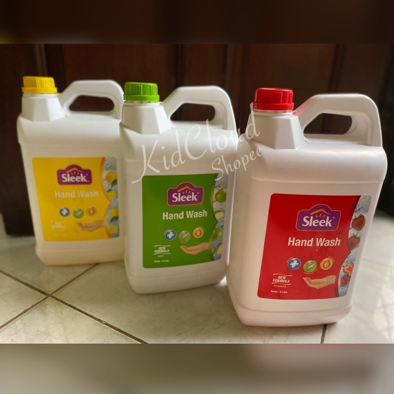 SLEEK Antibacterial Hand Wash 4 Liter Cair /Sabun cuci tangan liquid 4L apple strawberry lemon apel