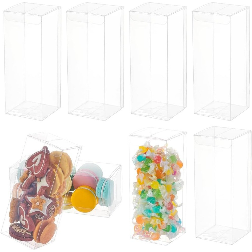 

20PCS PVC Plastic Gift Organiser 2.75x2.75x7inch Transparent Wedding Gift Boxes for Wedding Birthday Party Chocolates Sweets