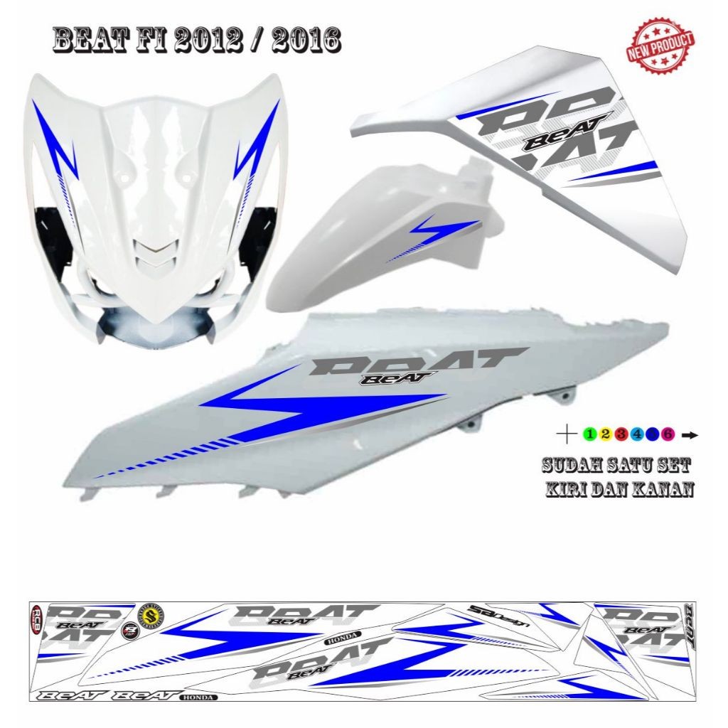 STIKER MOTOR STIKER SATU SET BEAT FI VARIASI STRIPING MOTIF