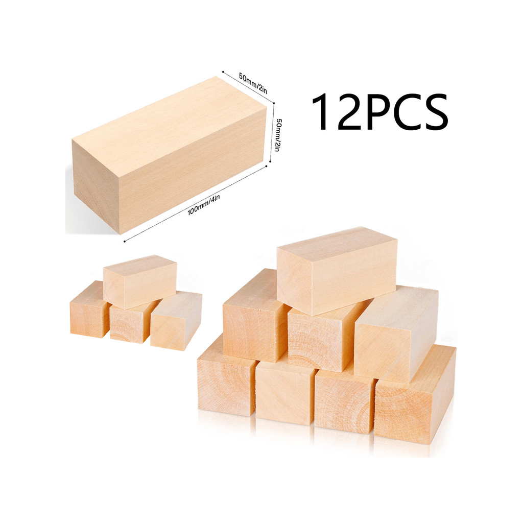 

Basswood Carving Blocks 4/8/12 Pieces Shaved Basswood for Carving - Large Wood Carving Blocks 2"х2"x4" Wooden Craft Blocks Bassw
