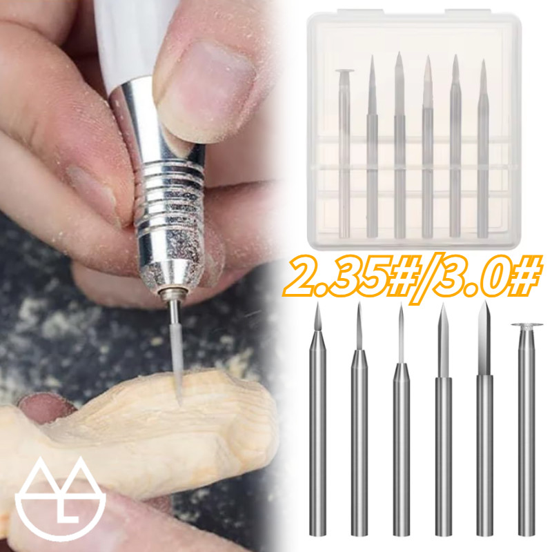 6PCS Mata Bor Kayu Kecil 2,35MM 3MM Untuk Ukiran Kayu, Ukiran Akar, Ukiran Kernel, Dll, Alat Listrik